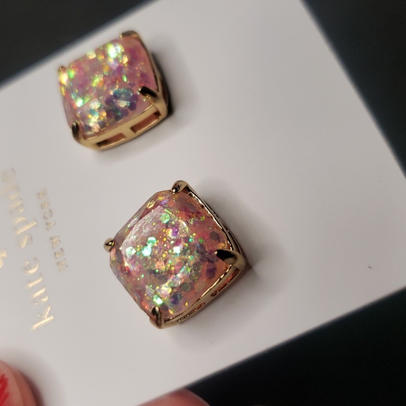 Kate Spade pale pink, glittery stud earrings. - Picture 6 of 9
